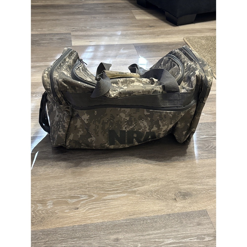 NRA Digital Camo Range Bag Shooting Gear Duffle Multi Pocket 18" EUC
